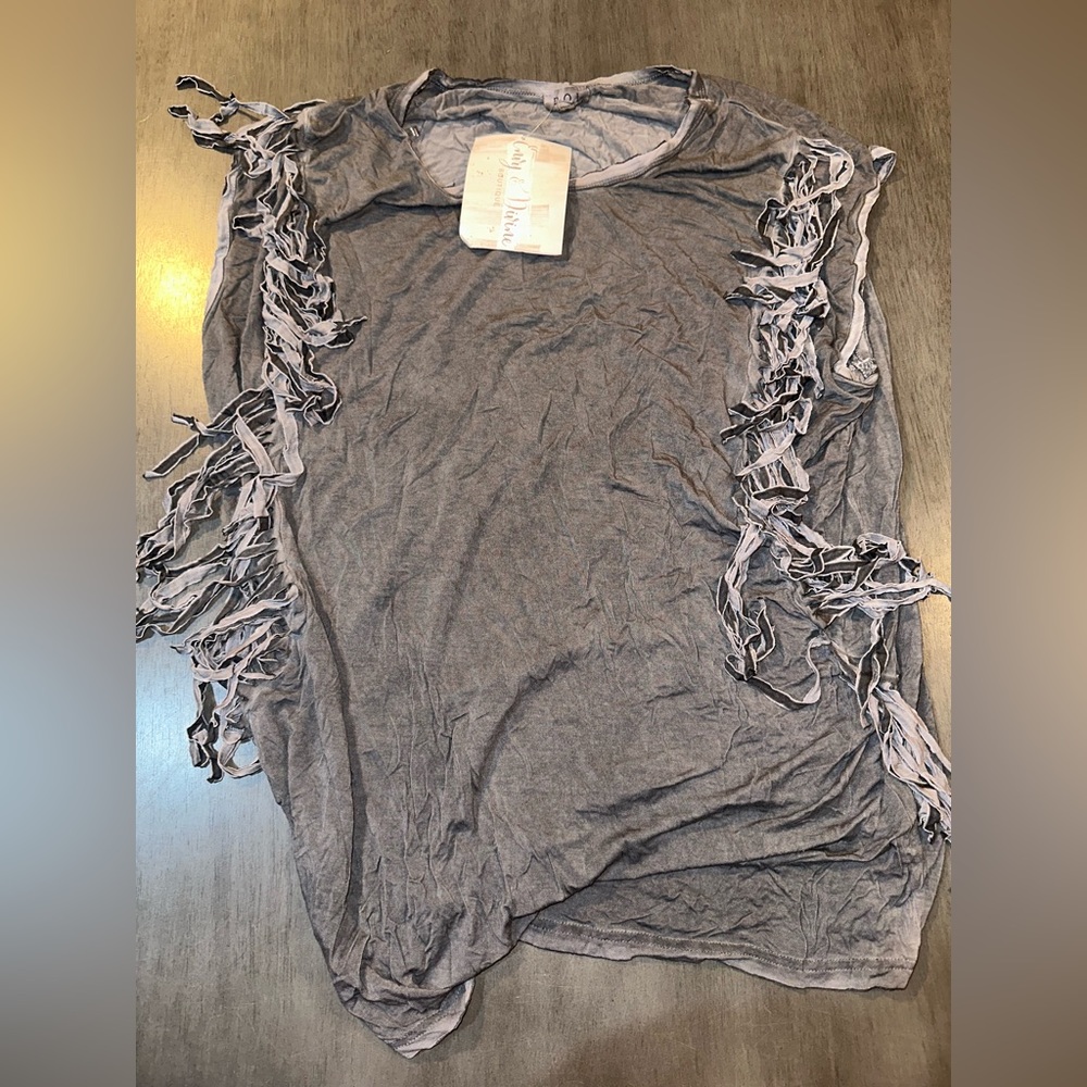 Pol top with fringe! Super cute oversized small nwt